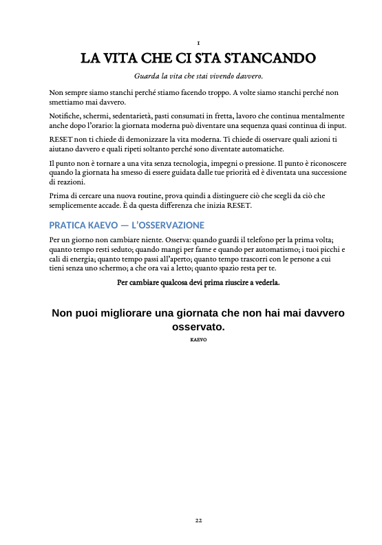 Sfoglia pagine reali: KAEVO RESET